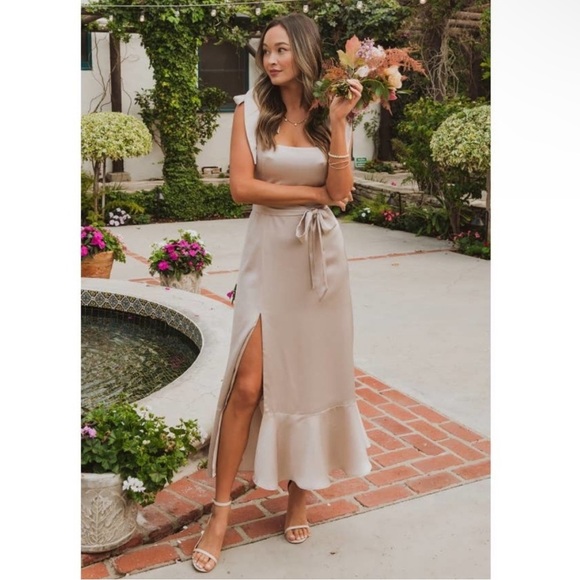 SHOW ME YOUR MUMU Claire Midi Dress Show Me The Ring Luxe Satin Bridesmaid NWT - Picture 4 of 7